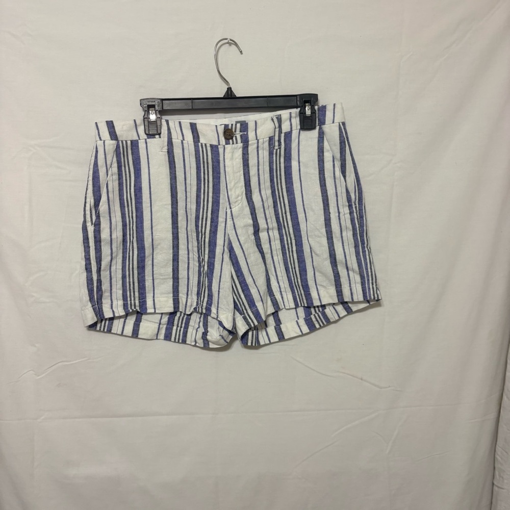 Old Navy Blue and White Striped Linen Women's Shorts